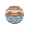 Ventura California Sticker - Retro Sunset Beach Decal with Palm Trees, Vintage Coastal Travel Souvenir, Surf Vibes Art