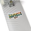 Byron Bay Australia Sticker - Retro Coastal Surf Design with Sunset, Lighthouse, Palm Trees, Ocean Waves & Dolphin - Travel Souvenir Art