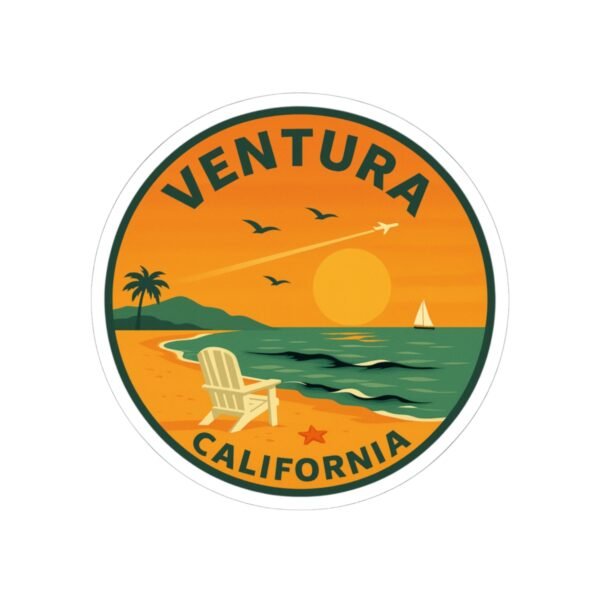 Vintage Ventura Sunset Stickers - California Coastal Aesthetic | Laptop, Water Bottle, Car Decor, Beach Lover Gifts