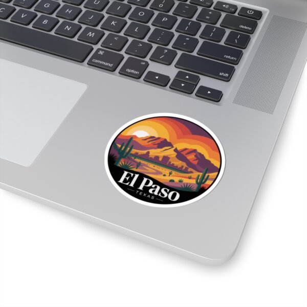 El Paso Texas Sticker - Franklin Mountains Sunset Desert Vinyl Decal, Southwest Cactus Landscape Art, Travel Souvenir for Laptops