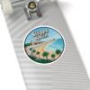 Sitges Spain Sticker - Retro Travel Coastal Beach Design with Palm Trees, Mediterranean Souvenir Decal