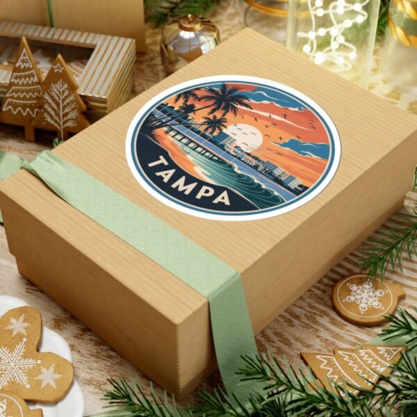Tampa Florida Sticker - Retro Sunset Beach Design for Laptops, Water Bottles & Travel Lovers | City Vibes Collection