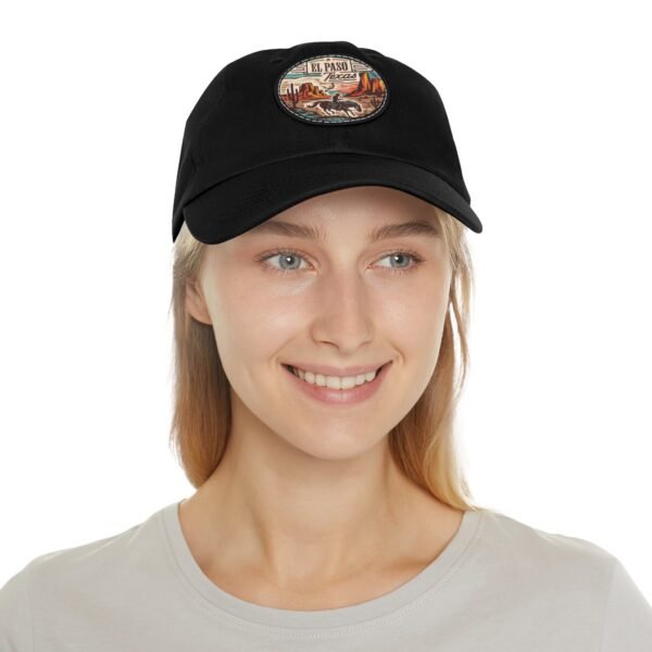 El Paso Texas Hat - Leather Patch Cowboy Rider Desert Scene, Western Baseball Cap, Retro Travel Souvenir Dad Hat, City Vibes Apparel