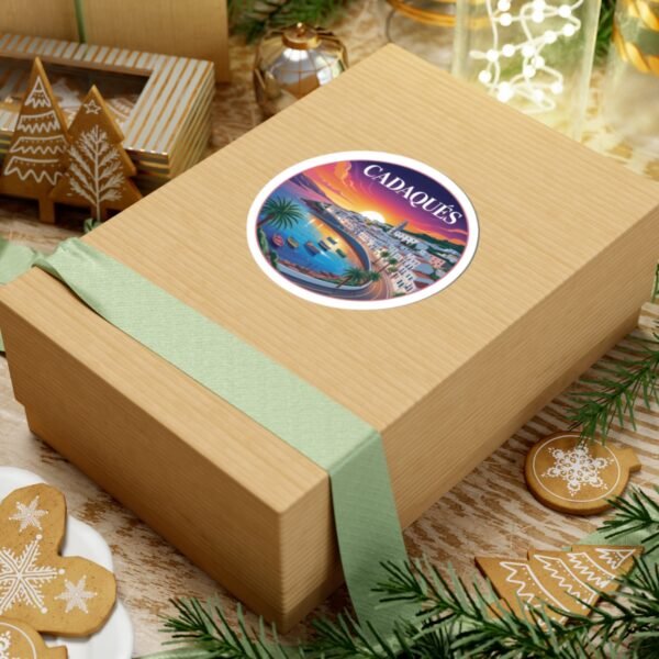 Cadaqués Spain Sunset Sticker - Coastal Village Art, Travel Souvenir, Vibrant Mediterranean Seaside, Spanish Town Scenic Gift
