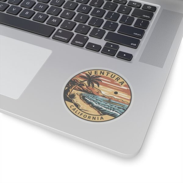 Kiss-Cut Stickers - Ventura, California Surfing Eclipse, Coastal Sticker, Ocean Decal, Beach Lover Gift, Laptop Sticker, Water Bottle Decal