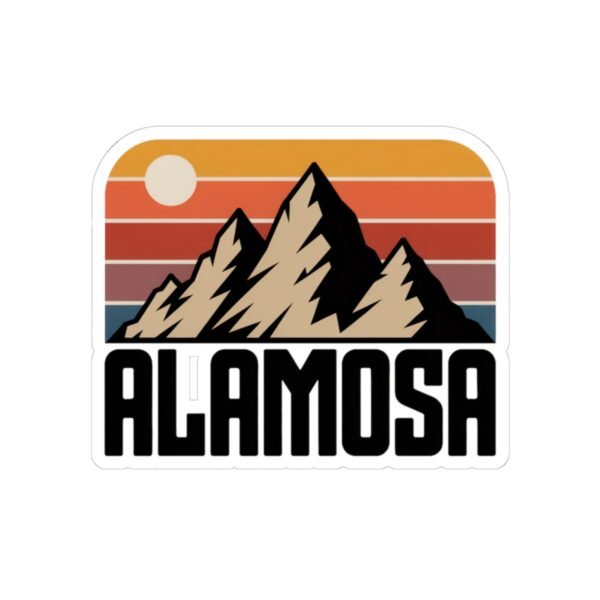 Alamosa Mountain Sunset Sticker - Retro Colorado Travel Decal for Water Bottles, Laptops, Journals