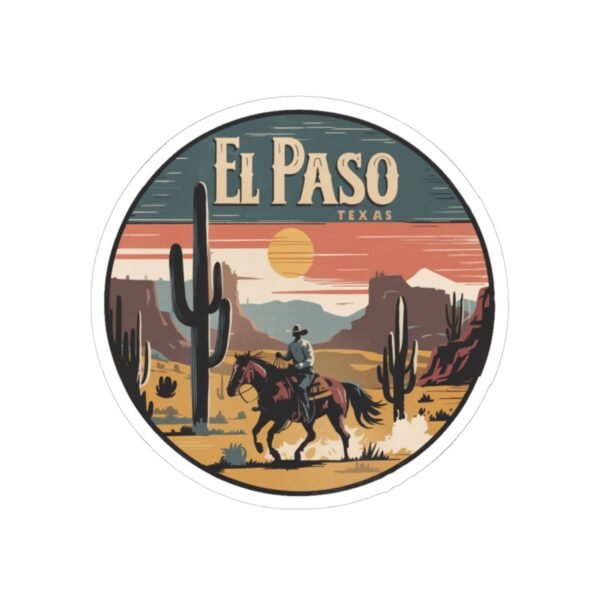 Cowboy Ride Kiss-Cut Stickers, El Paso Texas Sunset, Western Theme Decals, Southwestern Souvenirs, Wild West Vinyl Decals, Southwest Travel