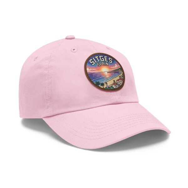 Sitges Spain Hat - Pixel Art Coastal Dad Cap with Leather Patch, Summer Beach Travel Souvenir