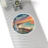 10241811979132518721_1200.jpeg Byron Bay Australia Sticker - Retro Lighthouse Coastal Sunset with Surfers, Ocean Waves & Tropical Beach - Vintage Travel Art
