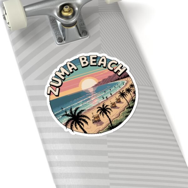 Zuma Beach Pixel Art Sticker - Retro California Sunset Surf Vibes