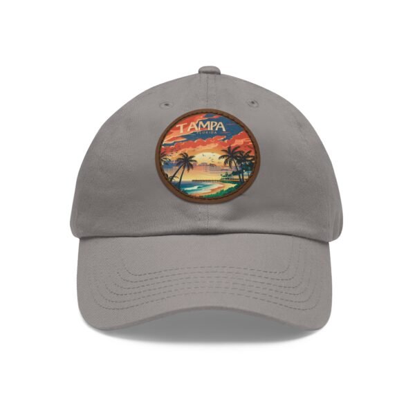 Tampa Florida Hat - PU Leather Patch Coastal Sunset Baseball Cap, Florida Travel Souvenir,