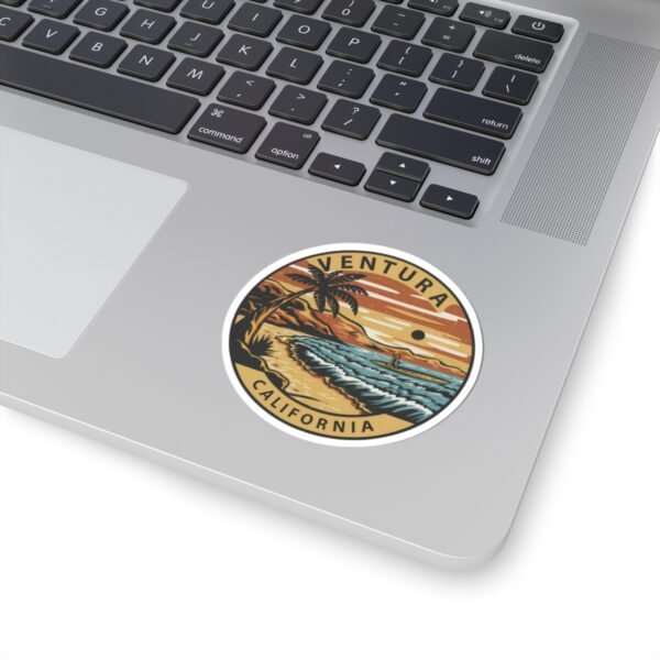 Kiss-Cut Stickers - Ventura, California Surfing Eclipse, Coastal Sticker, Ocean Decal, Beach Lover Gift, Laptop Sticker, Water Bottle Decal