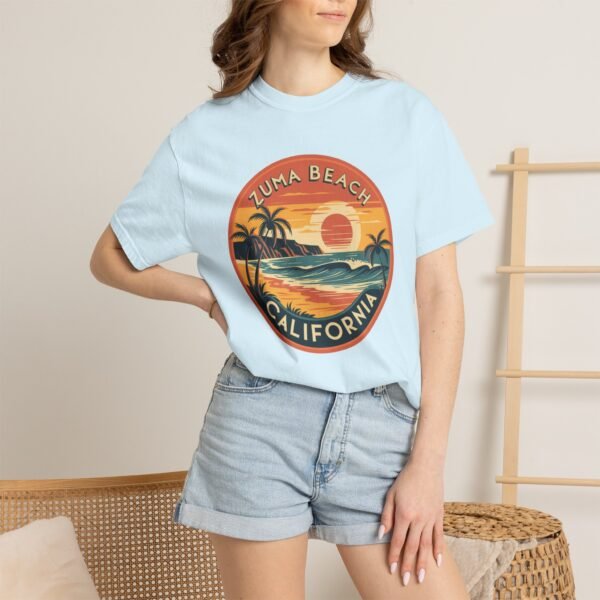 Zuma Beach California T-Shirt - Retro Sunset Graphic Tee, Coastal Surf Shirt, Vintage Beachwear Gift, Unisex Summer Shirt