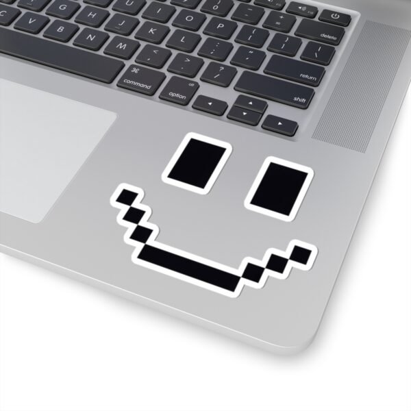 Pixel Smiley Face Sticker - Retro 8-Bit Minimalist Happy Face Decal, Funny Gaming Pixel Art, Cute Laptop & Water Bottle Sticker