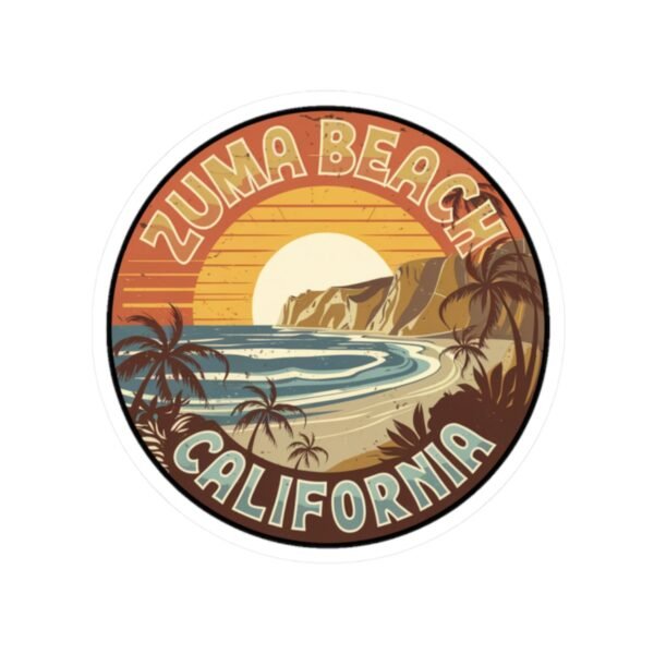 Zuma Beach Retro Sunset Sticker - California Vintage Surf Vibes Decal