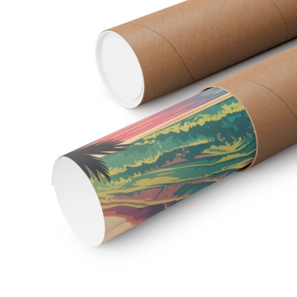 Nounou Mountain Kapaa Hawaii Poster - Retro Travel Wall Art Print of Sleeping Giant - Vintage Coastal Sunset Landscape Decor