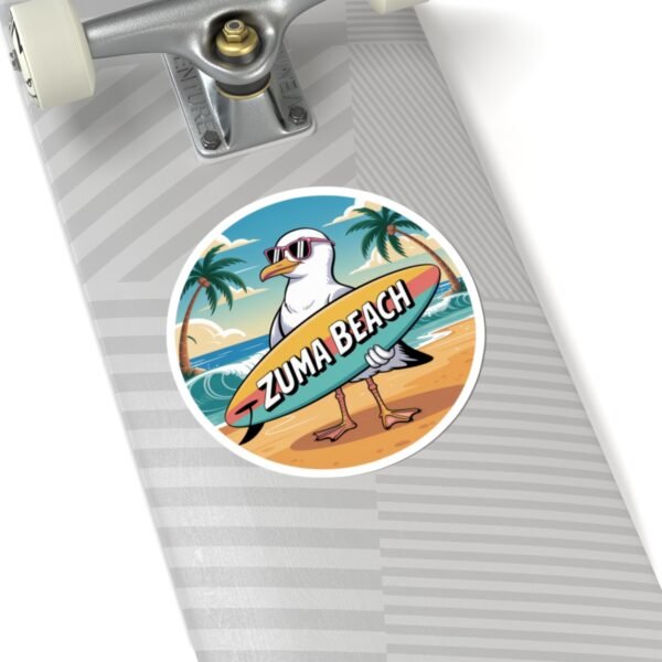 Zuma Beach Seagull Sticker - Fun Summer Sticker, Surf Vibes, California Coastal Decor, Cool Cartoon Sticker for Laptop, Water Bottle