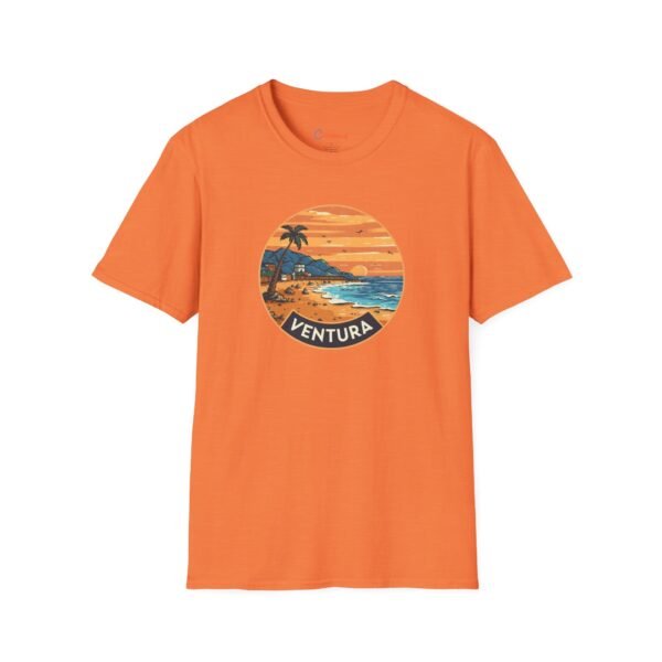 Ventura California Sunset Softstyle T-Shirt, Beach Lover Tee, Coastal Sunset Shirt, Ocean Vibes Top, Vacation Tshirt