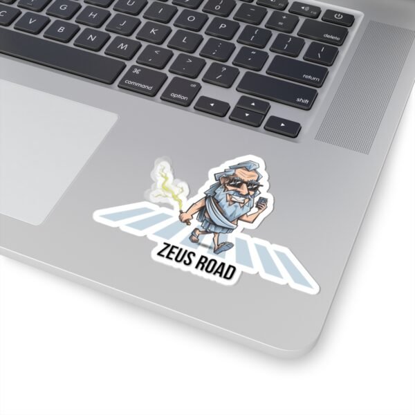 Zeus Road Sticker - Funny Greek Mythology Vinyl Decal, Lightning & Crosswalk Design, Unique Gift for Him
