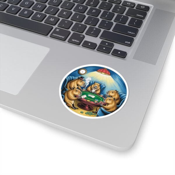 Capybara Poker Night Sticker - Funny Animal Card Game Vinyl Decal, Gambling Gift, Capybara Lover Decor, Retro Cartoon Art