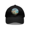 Sitges Spain Hat - Vintage Leather Patch Dad Cap with Coastal Beachfront Design, Adjustable Strapback, Travel Souvenir Gift