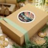 Carmel-by-the-Sea Sticker - California Coast Sunset Art, Retro Coastal Design with Sailboat and Seagulls, Vintage Round Travel Souvenir