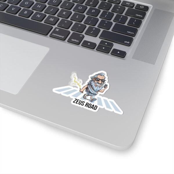 Zeus Road Sticker - Funny Greek Mythology Vinyl Decal, Lightning & Crosswalk Design, Unique Gift for Him