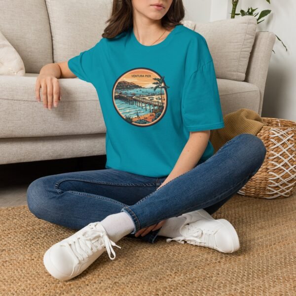 Ventura, California | Aerial view drawing of Ventura Pier - Unisex Softstyle T-Shirt