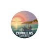 Comillas Spain Sticker: Fishermen Boat Sunset Pixel Art
