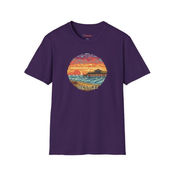 Embrace the Horizon: Pixel Art Ventura Pier Sunset - Unisex Softstyle T-Shirt