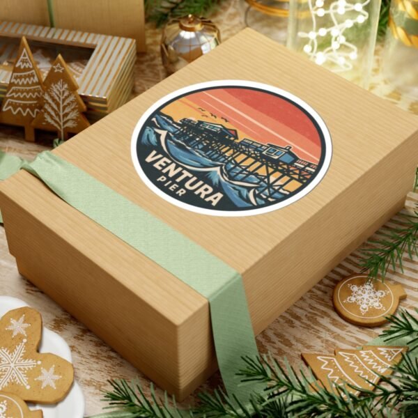 Ventura, California Kiss-Cut Stickers, Ventura Pier Design | Travel Souvenir, Scrapbook Stickers, Laptop Decals, Coastal Home Decor,