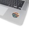 Cadaqués España Sticker - Retro Coastal Round Vinyl Decal | Mediterranean Village, Sunset Beach & Boats Souvenir Travel Gift