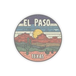 Desert Landscape Stickers, Southwest Cactus Decals, El Paso Texas Vinyl Stickers, Travel Adventure Souvenirs, USA State City Kiss-Cut Decor
