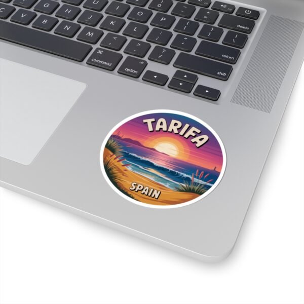 Tarifa Spain Sticker - Retro Sunset Coastal Beach Scene, Travel Souvenir Vinyl Decal for Laptop, Water Bottle, Car