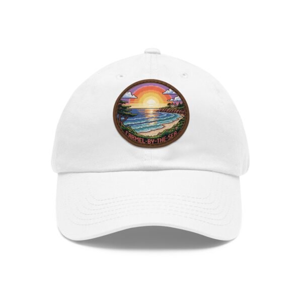 Carmel by the Sea Hat - Pixel Art Coastal Sunset Leather Patch Cap, California Retro Gamer Style, Unique Travel Souvenir Gift