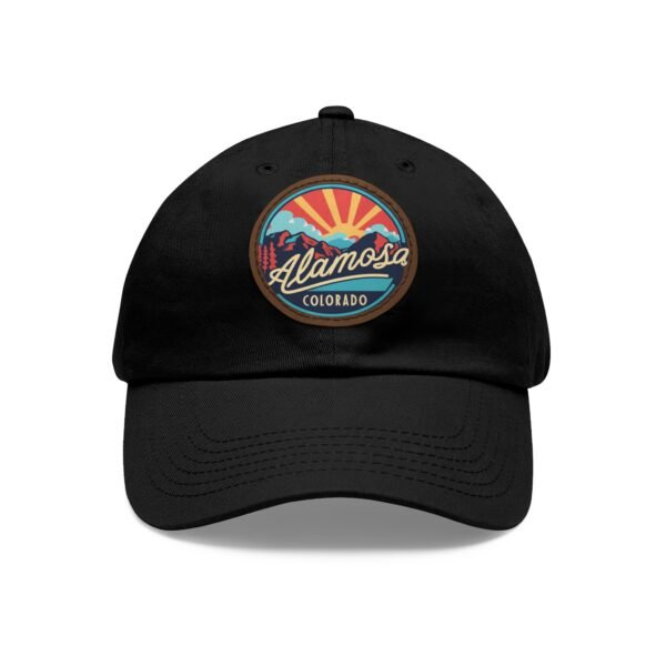 11032348808263361351_2048.jpeg Alamosa Colorado Hat - Retro Sunset Leather Patch Dad Cap, Great Sand Dunes Mountains Souvenir, Outdoor Adventure Headwear