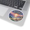 Sitges Spain Sticker - Retro Pixel Sunset Coastal Design, 8-Bit Mediterranean Travel Art