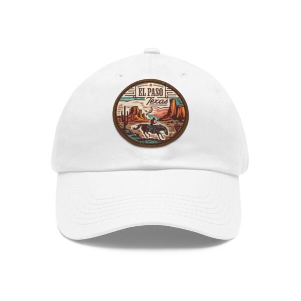 El Paso Texas Hat - Leather Patch Cowboy Rider Desert Scene, Western Baseball Cap, Retro Travel Souvenir Dad Hat, City Vibes Apparel