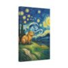 Canvas Print, Capybara Art - Tranquil Night Landscape Wall Decor, Whimsical Animal Illustration, Capybara Nation Collection, Nature Lover