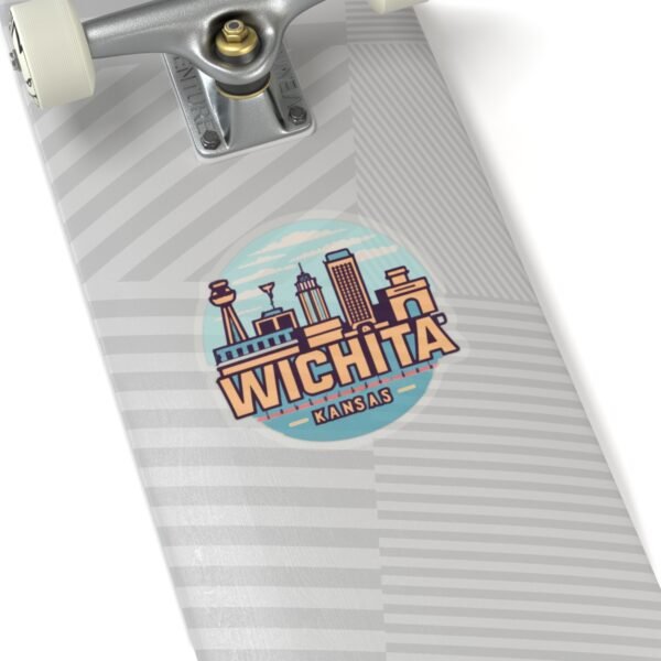 Wichita, KS City Drawing Stickers - Kiss-Cut Sticky Decals, Labels for Laptop, Water Bottle, Planner, Scrapbook, Travel Journal