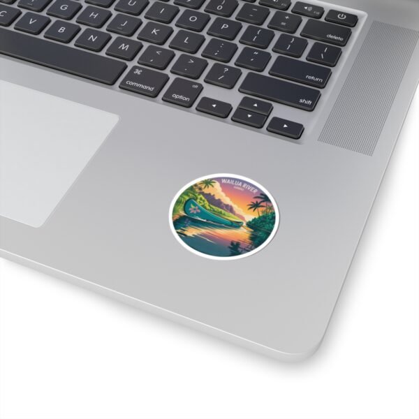 Wailua River Hawaii Sticker - Retro Tropical Canoe Art, Sunset Reflection Design, Vintage Hawaiian Souvenir, Adventure Travel Decor