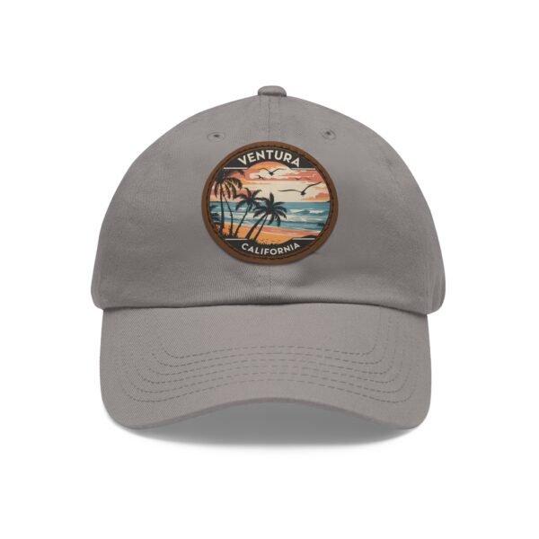 Ventura California Hat - Retro Coastal Embroidered Leather Patch Cap | Vintage Ocean Sunset Beach Design | Classic Dad Hat Gift