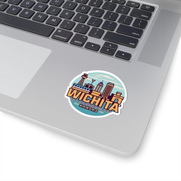 Wichita, KS City Drawing Stickers - Kiss-Cut Sticky Decals, Labels for Laptop, Water Bottle, Planner, Scrapbook, Travel Journal
