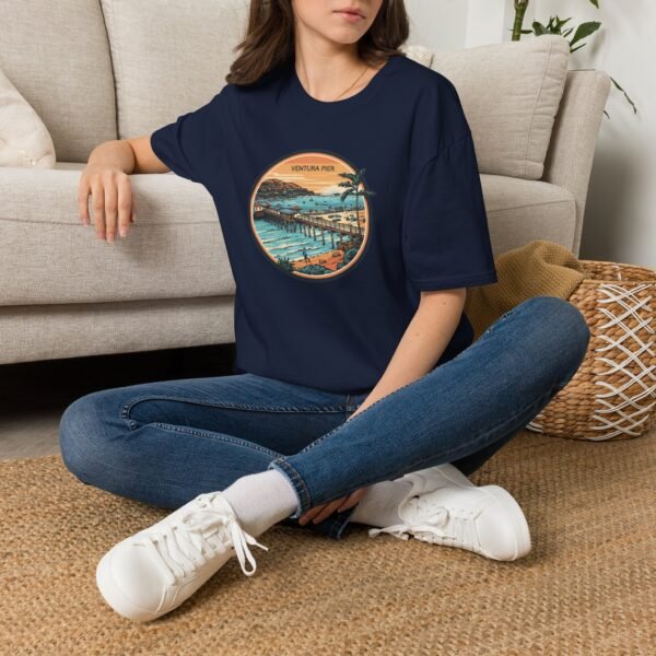 Ventura, California | Aerial view drawing of Ventura Pier - Unisex Softstyle T-Shirt