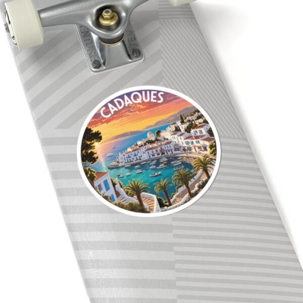 Cadaqués Spain Sticker - Mediterranean Sunset Coastal Art, Colorful Travel Souvenir, Spanish Seaside Village Scene, Summer Vibes
