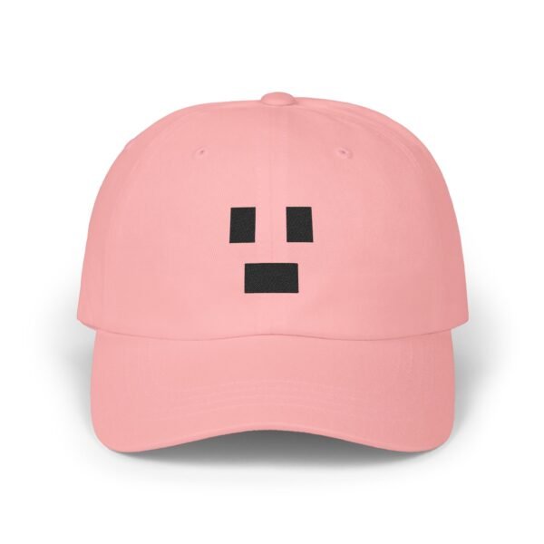 Pixel Surprised Face Embroidered Dad Hat: Retro 8-Bit Gaming Cap