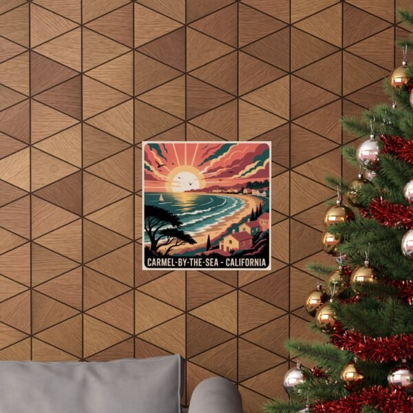 11273191200720477029_2048.jpeg Carmel-by-the-Sea Poster - Retro California Sunset Wall Art with Ocean, Sailboat & Seagulls - Coastal Vintage Travel Print Decor