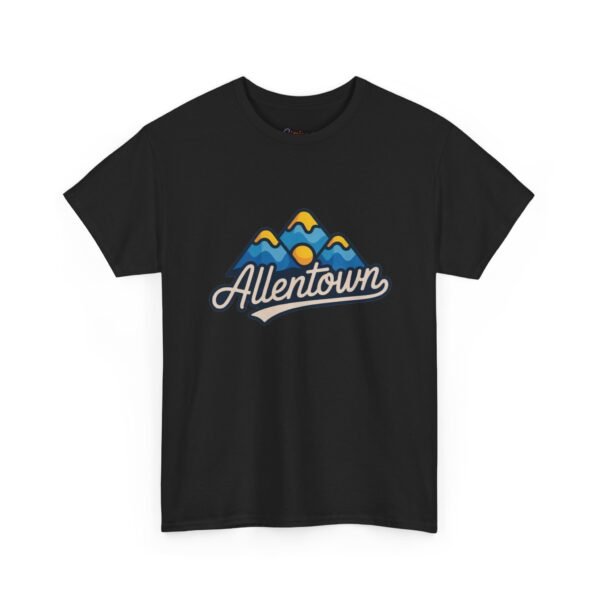 11297657216897565213_2048.jpeg Allentown Mountains T-Shirt - Retro Minimalist Design with Sunset & Peaks - Unisex Softstyle Tee, Pennsylvania Nature Lover Gift