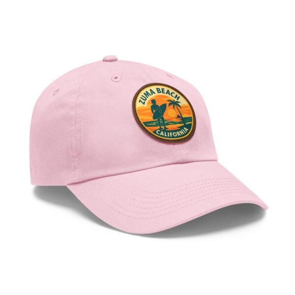 Zuma Beach California Hat - Leather Patch Sunset Surf Cap with Palm Tree, Retro Coastal Baseball Dad Hat, City Vibes Travel Souvenir