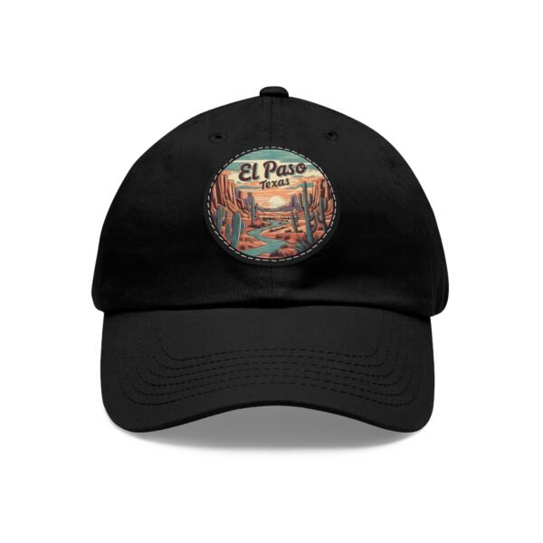 El Paso Texas Hat - Leather Patch Baseball Cap with Desert Cactus & Mountains, Retro Travel Dad Hat, City Vibes Apparel Souvenir